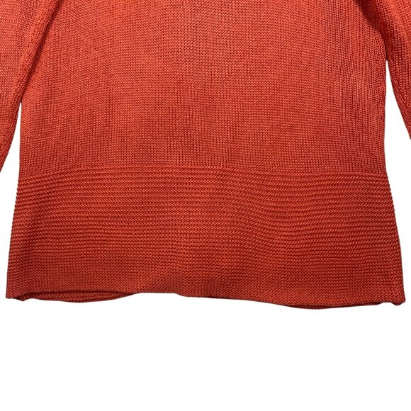 shawl collar Knit cardigan open front with pockets Orange size LG Allison Sheri - Picture 6 of 16